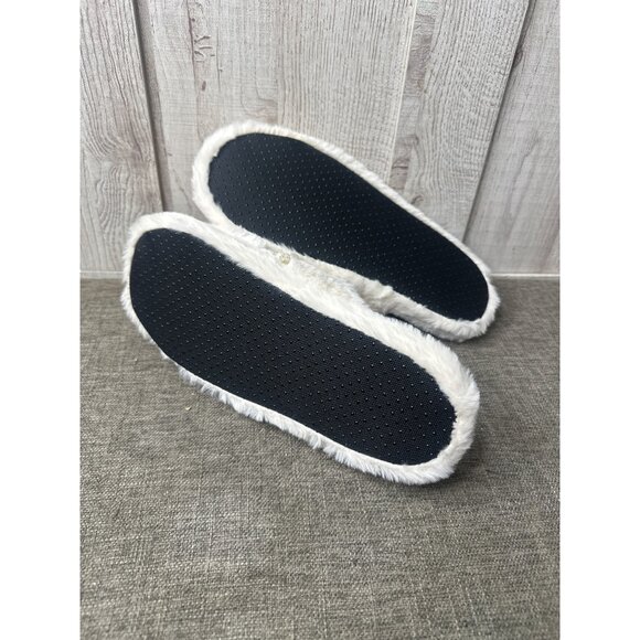 Womens Furry Slippers Open Toe Pearl & Ruffle Accent Non-Slip Sole Size M/L 8-10 - Picture 6 of 7